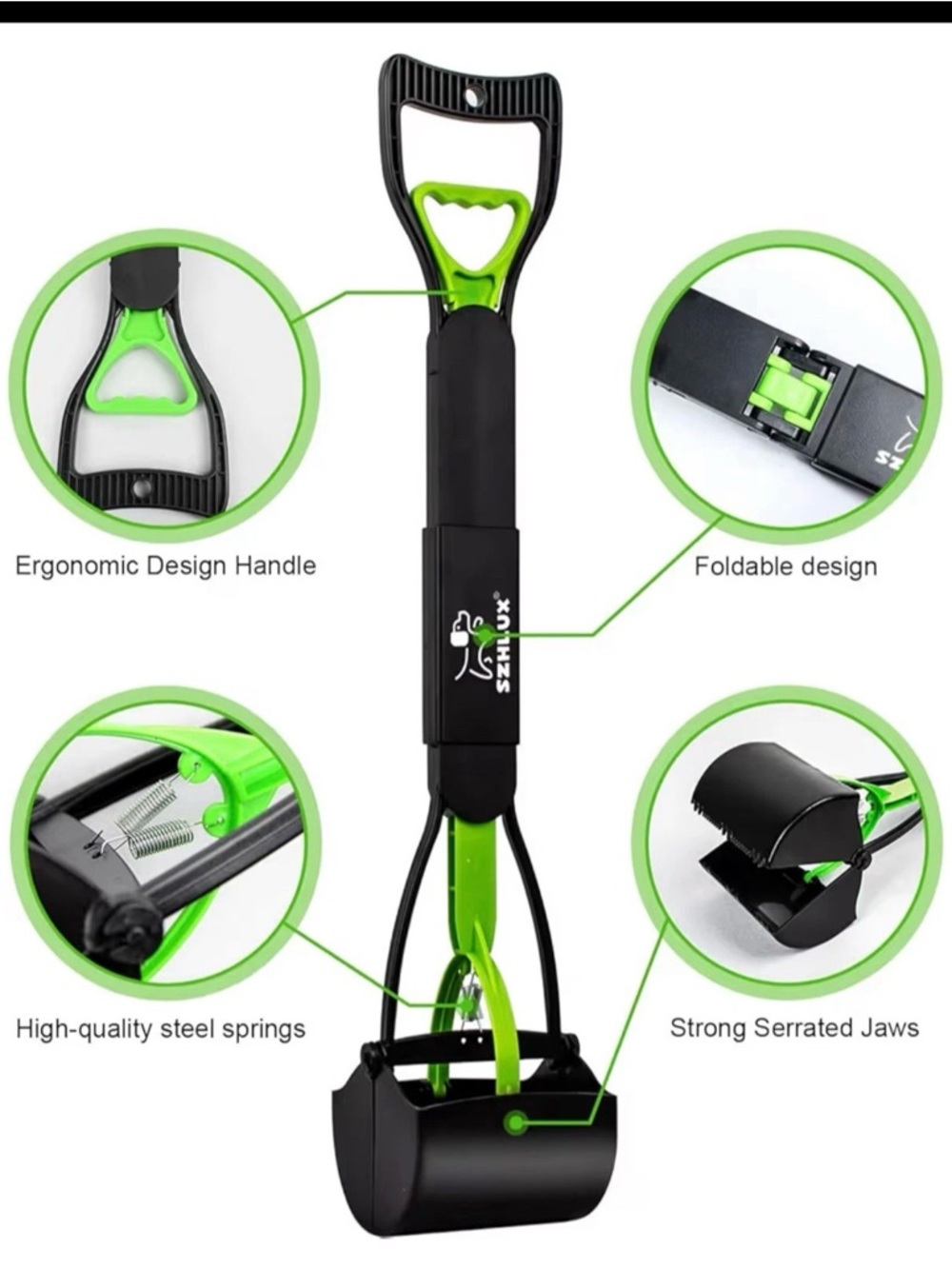 New 28” Foldable Pooper Scooper Long Handle Dog Waste Removal NIB Yard Clean Up